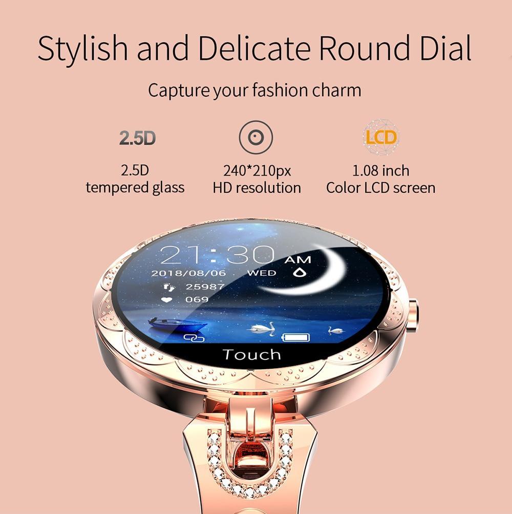 Stevvex women's waterproof smart watch with heart rate monitor and fitness tracking, stylish wearable device for active women.
