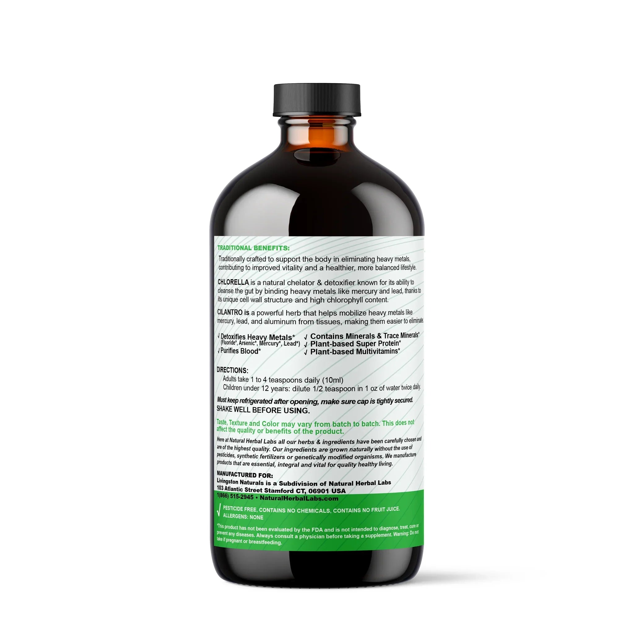 Organic Herbal Heavy Metal Detox supplement by VeggieVerve, featuring natural herbs in a clear jar with label and fresh herbs around.