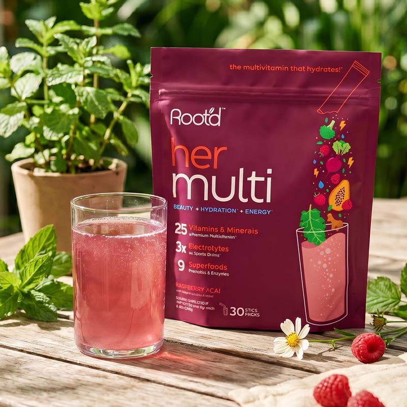Root'd Advanced Daily Nutrition multivitamin for women, featuring tablets with essential vitamins and minerals for daily wellness.