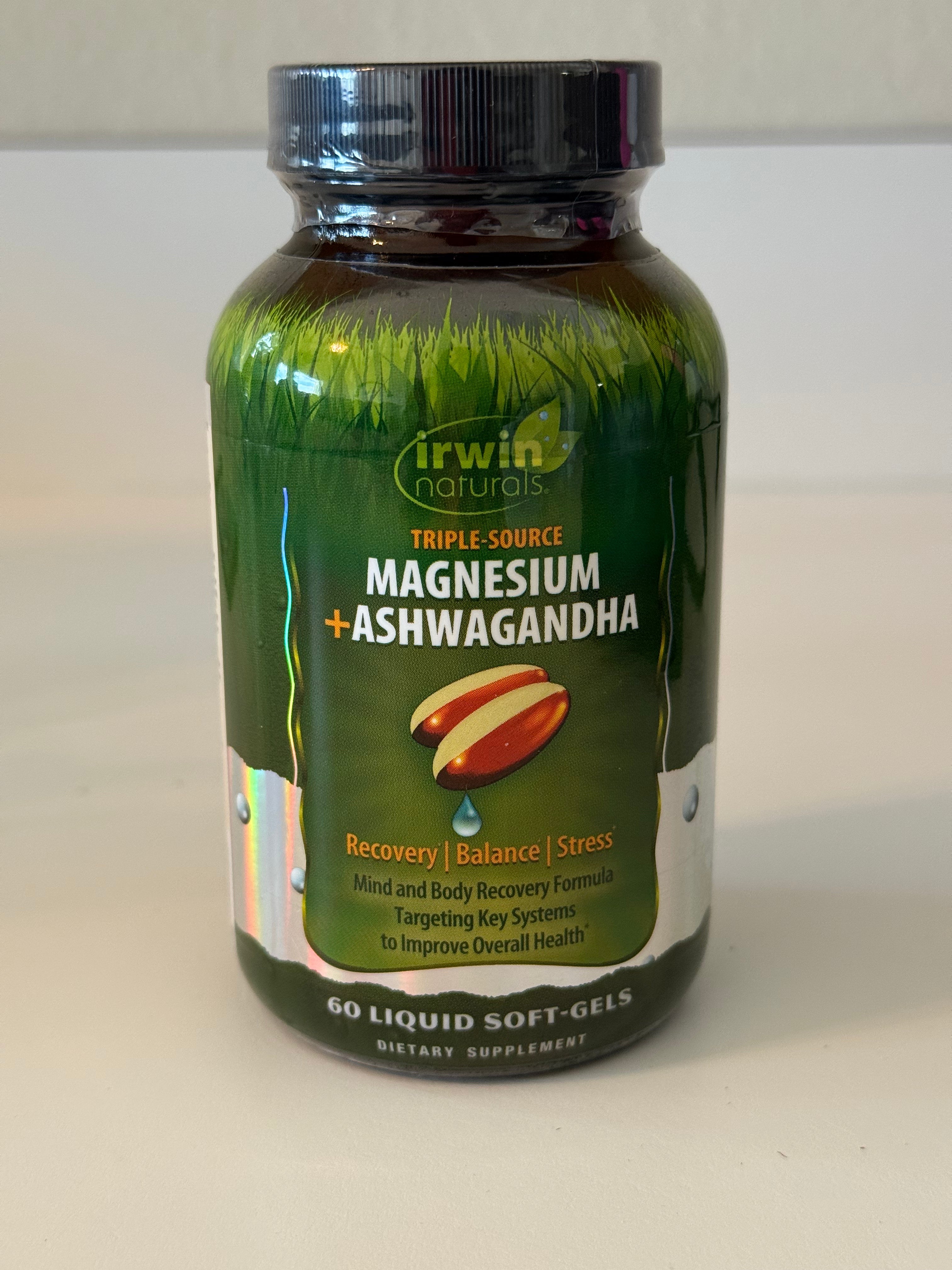 Magnesium + Ashwagandha Liquid Softgels | Stress Relief, Mood & Recovery Support, 60 CT