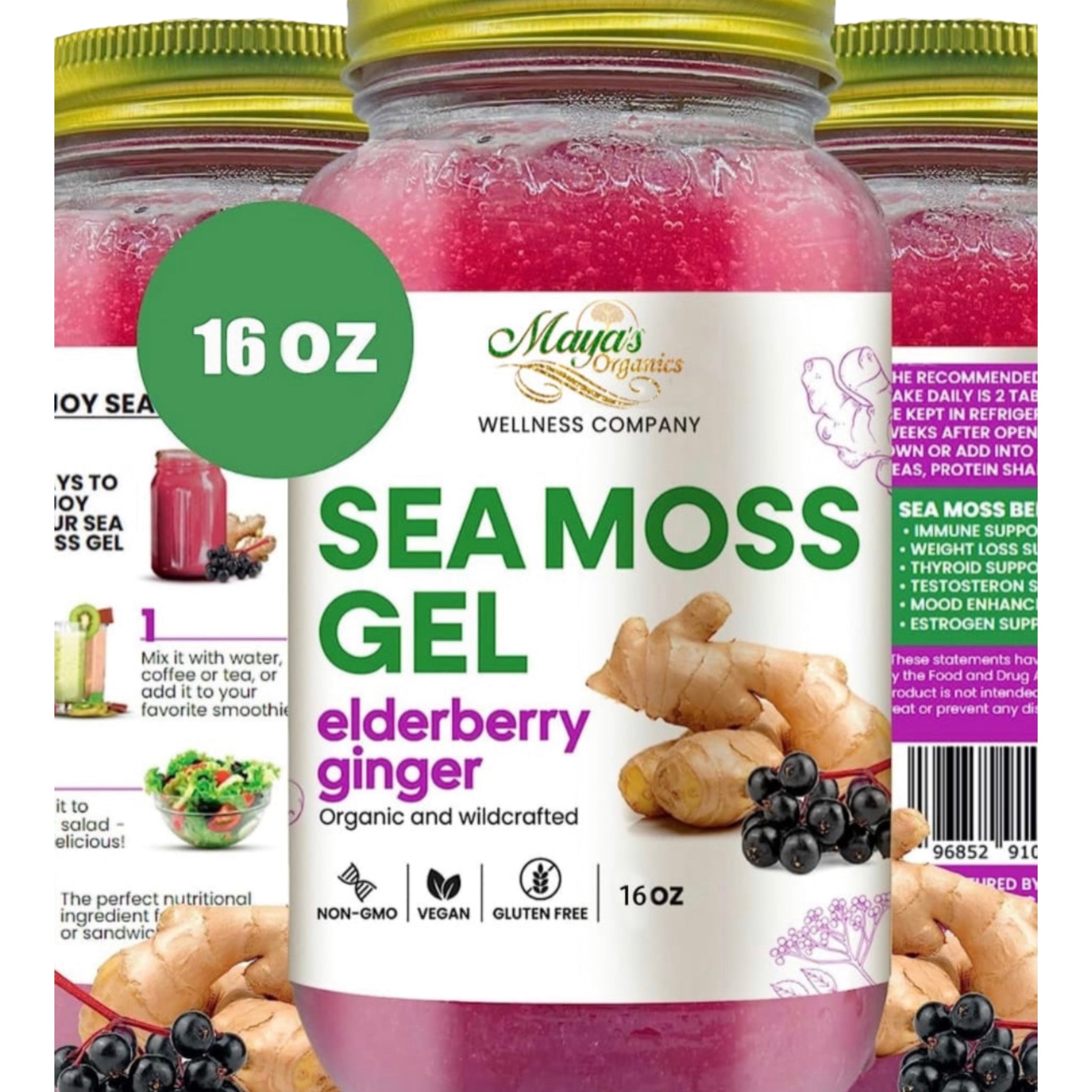 Purple Sea Moss with Elderberry & Burdock Root – Superfood for Immunity, Gut, Skin & Heart Health