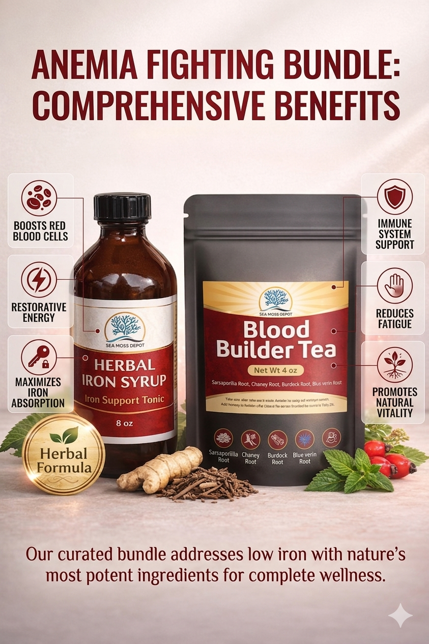 Anemia Support Bundle – Herbal Iron Syrup & Blood Builder Tea for Energy & Vitality