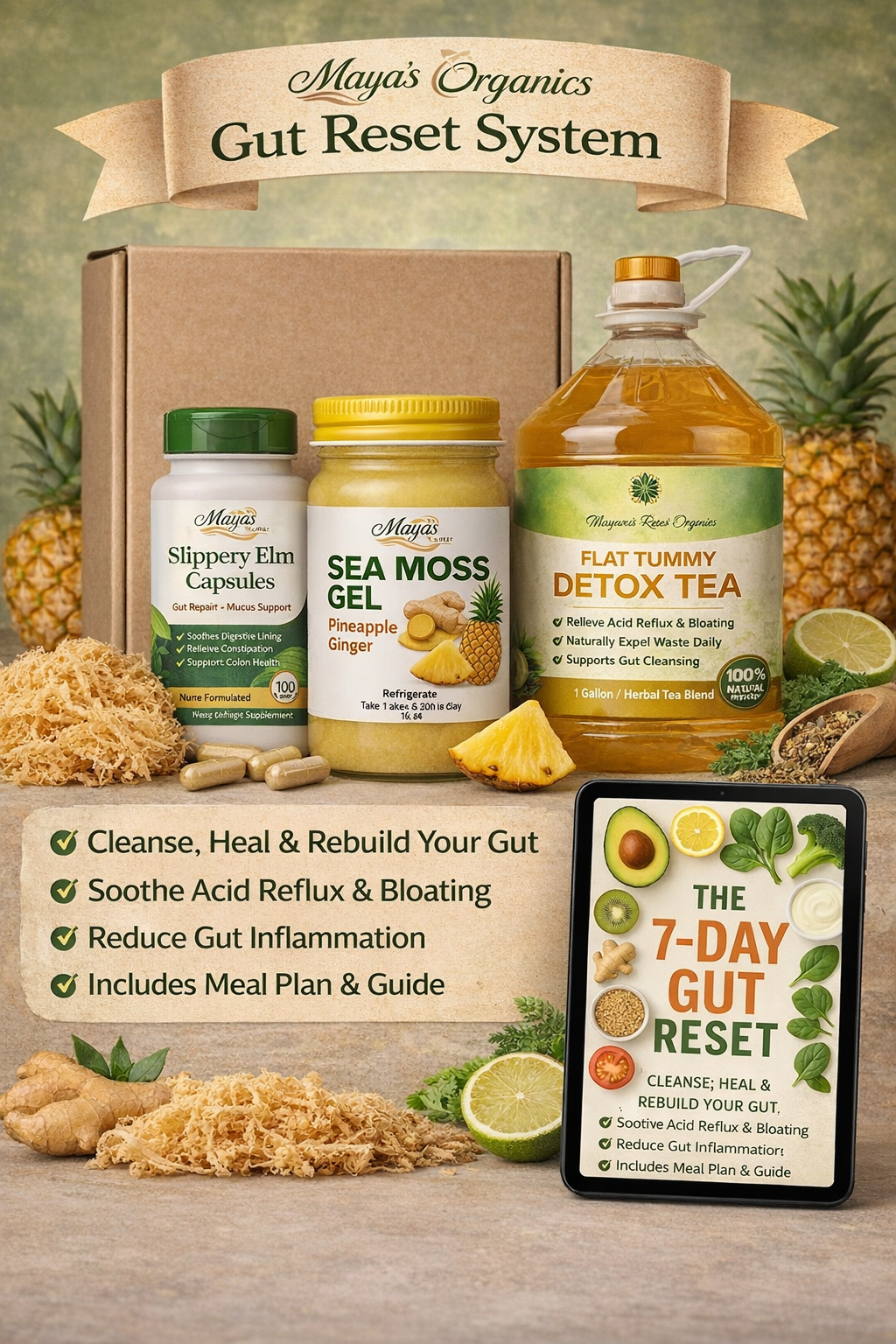 Gut Reset System – Cleanse, Heal & Rebuild Your Gut Naturally (Includes 7-Day Plan + Herbal Kit)