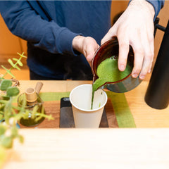 Isshiki Matcha Yabukita single cultivar premium matcha powder in a green pouch