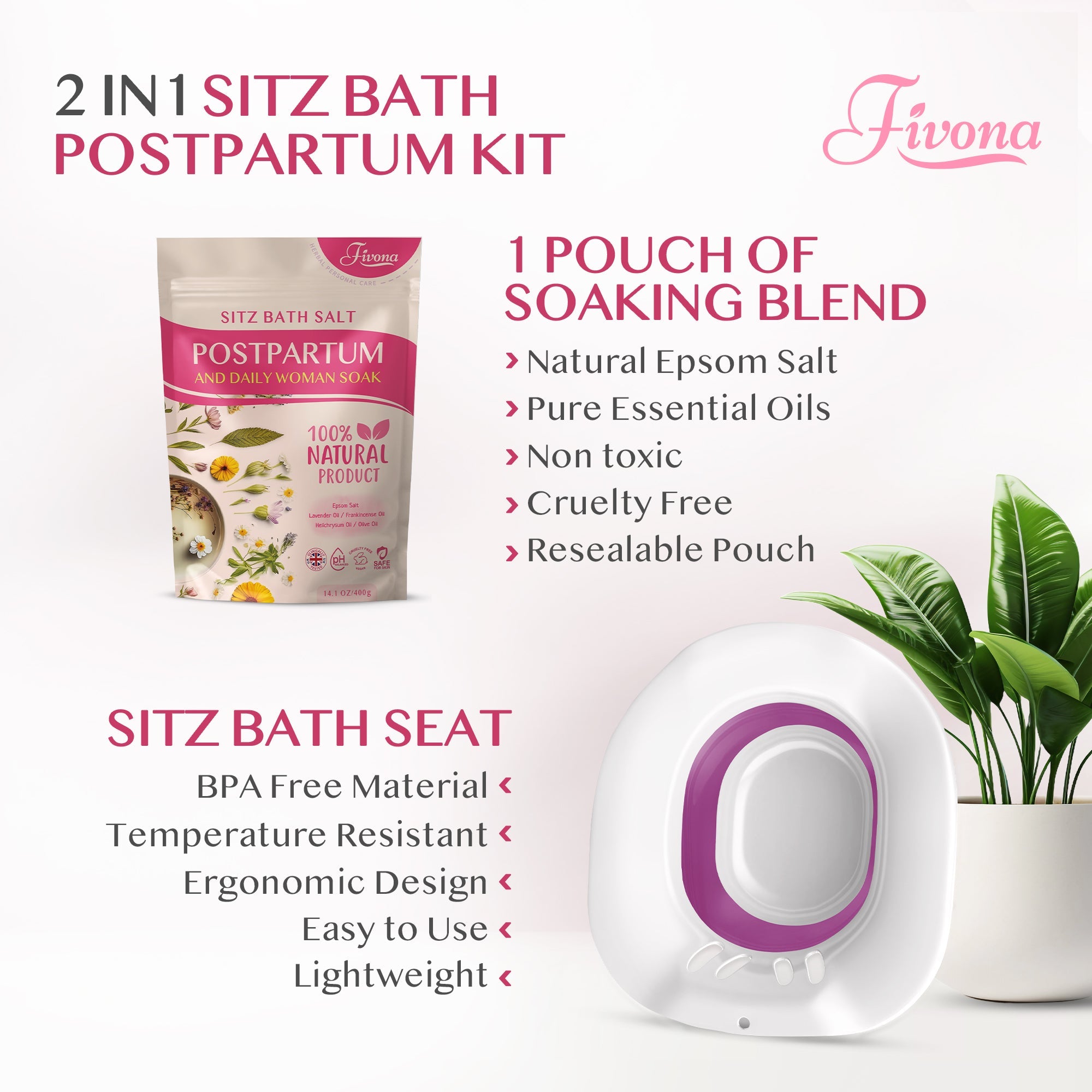2 in 1 Sitz Bath Soak Kit for Postpartum Care