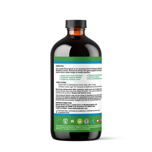 Organic Liquid Chlorophyll | Alfalfa & White Mulberry Detox Formula