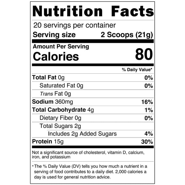 Meal Boosters Classic Buffalo Collagen+ Protein Blend powder in 20-serving bag, showcasing the protein powder packaging.