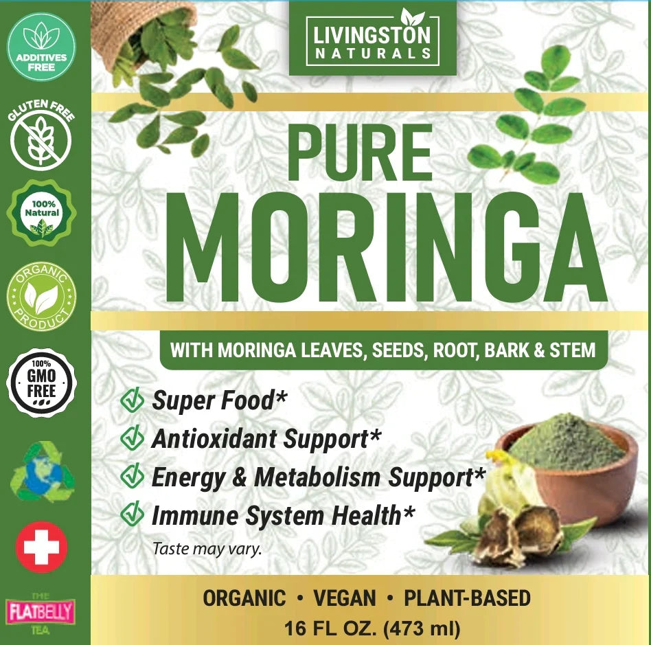 Organic Moringa liquid extract by VeggieVerve, showcasing a dark green bottle of full spectrum superfood supplement for immune support.
