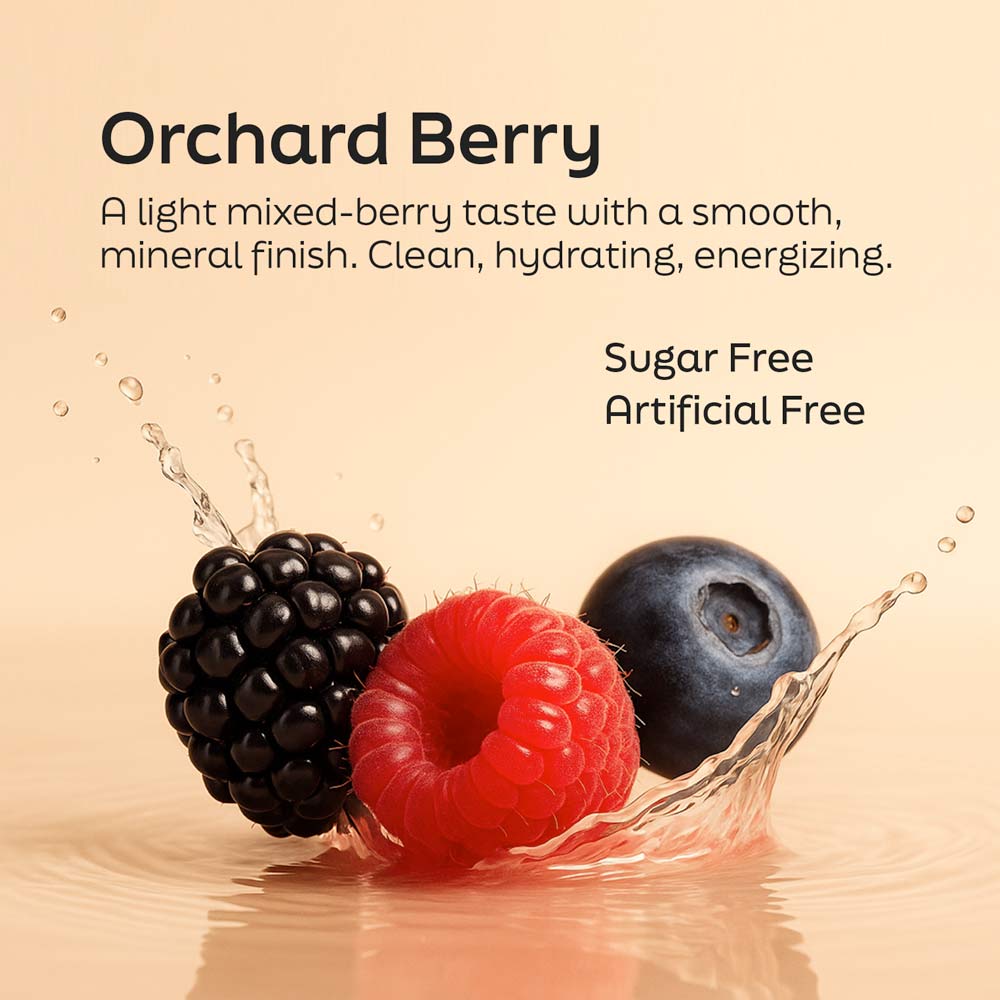 Root'd Advanced Daily Nutrition electrolytes in orchard berry flavor, designed for men's hydration and daily wellness.