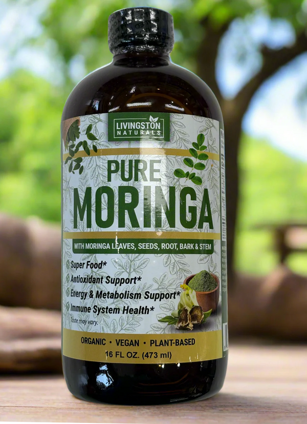 Organic Moringa liquid extract by VeggieVerve, a full spectrum superfood supplement for immune support in a natural, vibrant bottle.