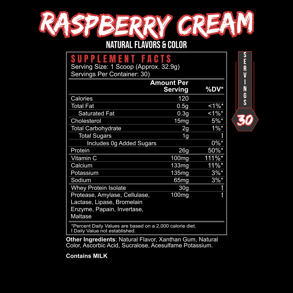 BlackLabel Supplements POST HUSTLE raspberry cream supplement facts label with ingredients and nutritional information.