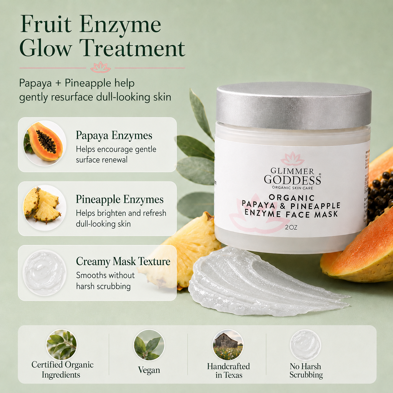 Organic Papaya Pineapple Enzyme Face Mask – Gentle Exfoliating Treatment