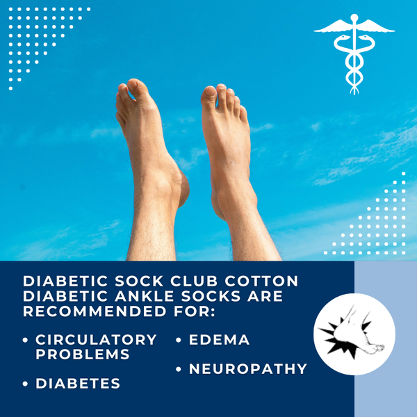 Pair of DSC women's cotton diabetic ankle socks in white, designed for comfort and health, displayed in a set of six pairs.