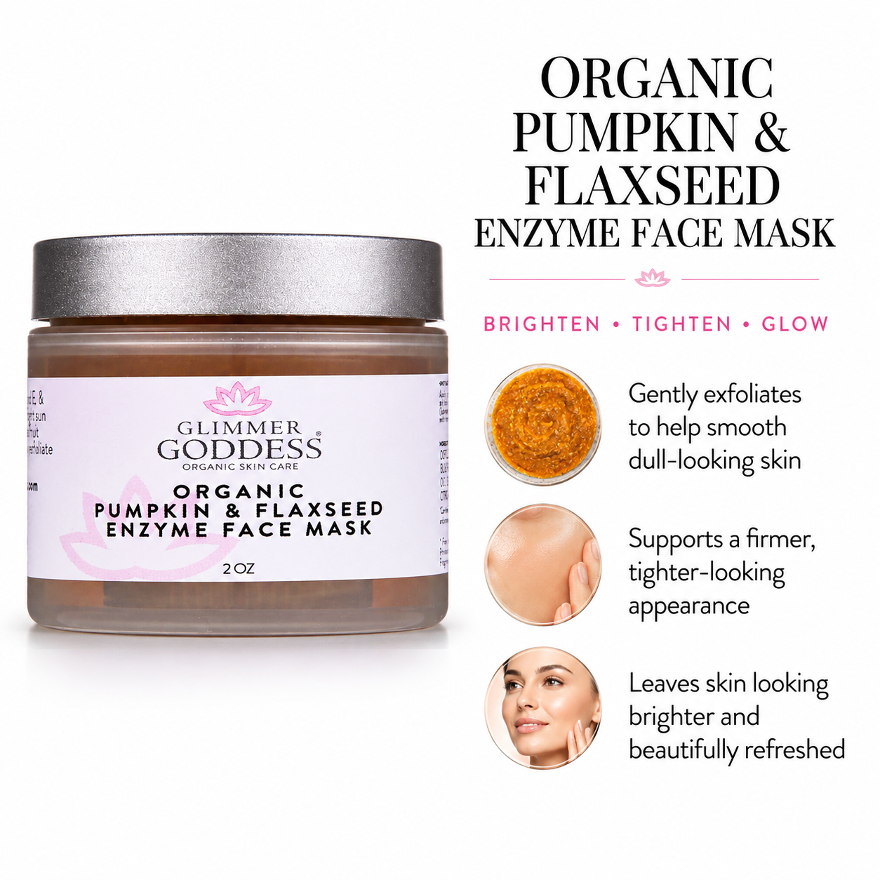 Organic Pumpkin Flaxseed Enzyme Face Mask – Brightening & Tightening Mask for Glowing Skin