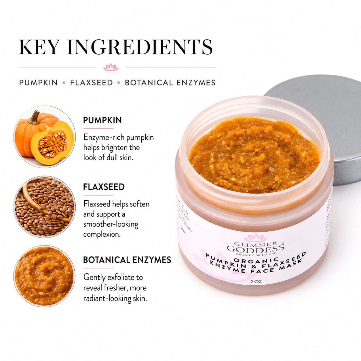 Organic Pumpkin Flaxseed Enzyme Face Mask – Brightening & Tightening Mask for Glowing Skin