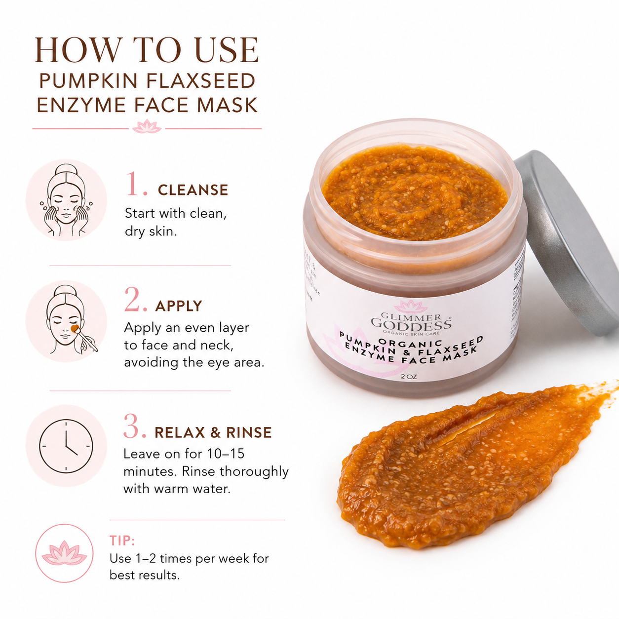 Organic Pumpkin Flaxseed Enzyme Face Mask – Brightening & Tightening Mask for Glowing Skin