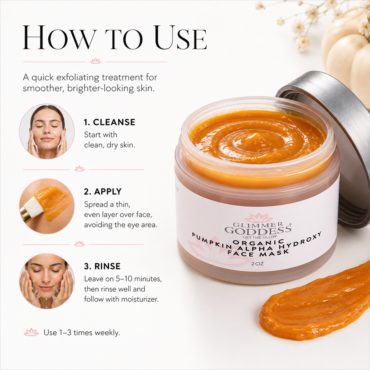 Organic Pumpkin AHA Face Mask – Exfoliating Treatment for Wrinkles & Glow