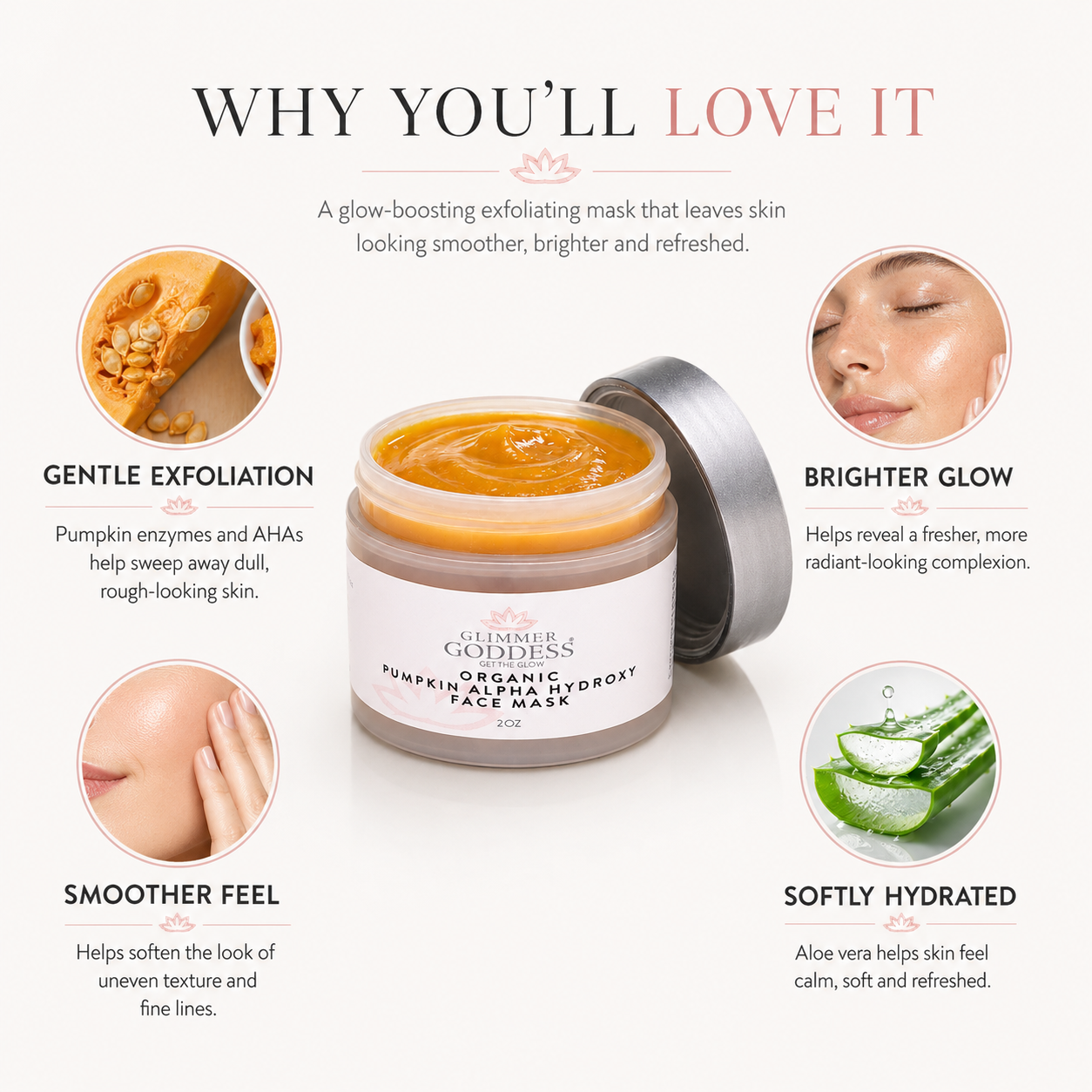 Organic Pumpkin AHA Face Mask – Exfoliating Treatment for Wrinkles & Glow