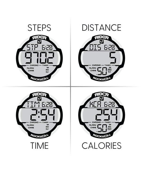 Digital Coliseum Fit™ Freedom Edition watch by Rockwell Time with white and black design, showing the digital display and sleek watch face.