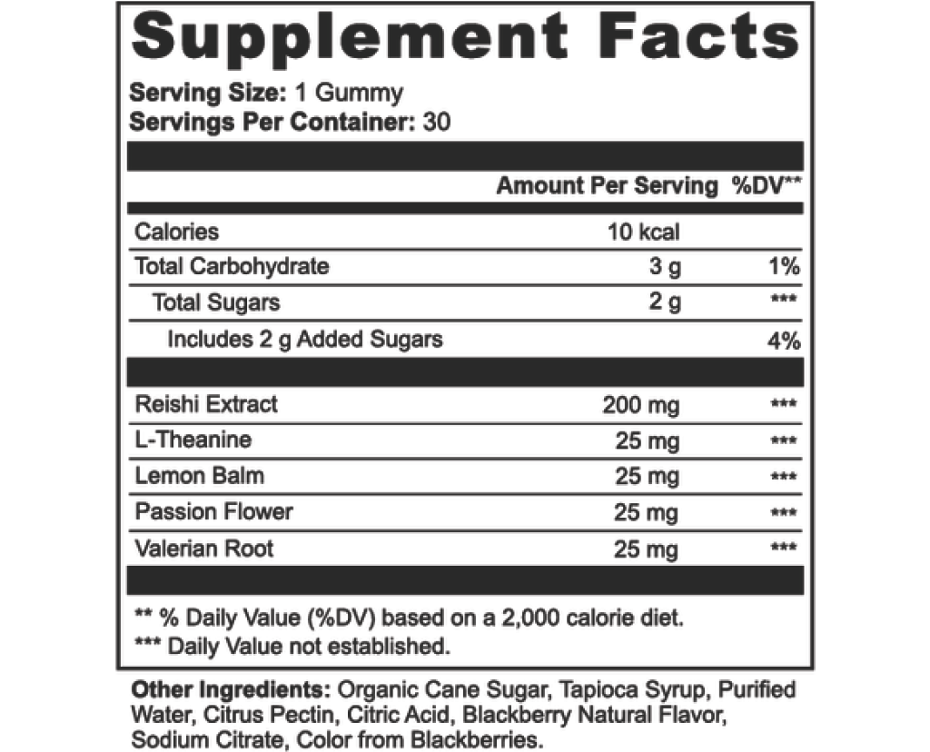 Reishi Relax Gummies from Midwest Method with blackberries, mushroom supplement for relaxation and wellness.