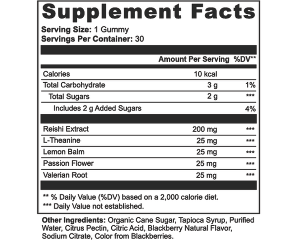 Reishi Relax Gummies from Midwest Method with blackberries, mushroom supplement for relaxation and wellness.