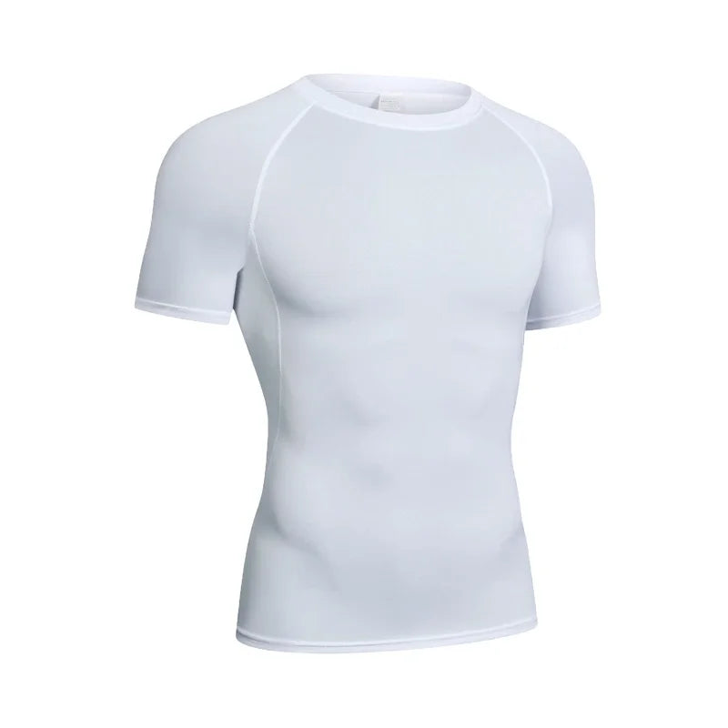 Men's THRIXINE compression long sleeve gym shirt, close-up showing fitted design and breathable fabric for active workouts.