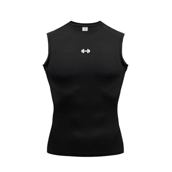 Men's compression running vest by THRIXINE, quick-drying athletic top with fitted design for active wear.