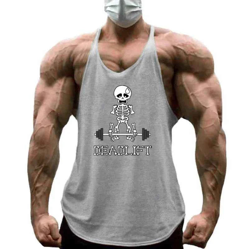 Men's THRIXINE gym muscle workout sleeveless tank top, close-up of black sleeveless athletic shirt for men.