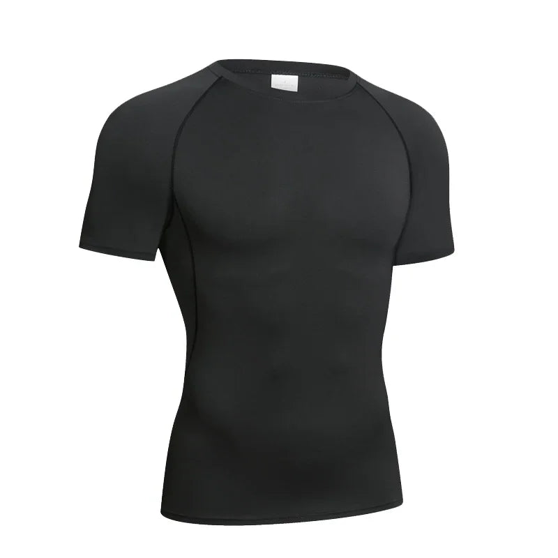 Men's black compression long sleeve gym shirt by THRIXINE, fitted athletic top with moisture-wicking fabric for active wear