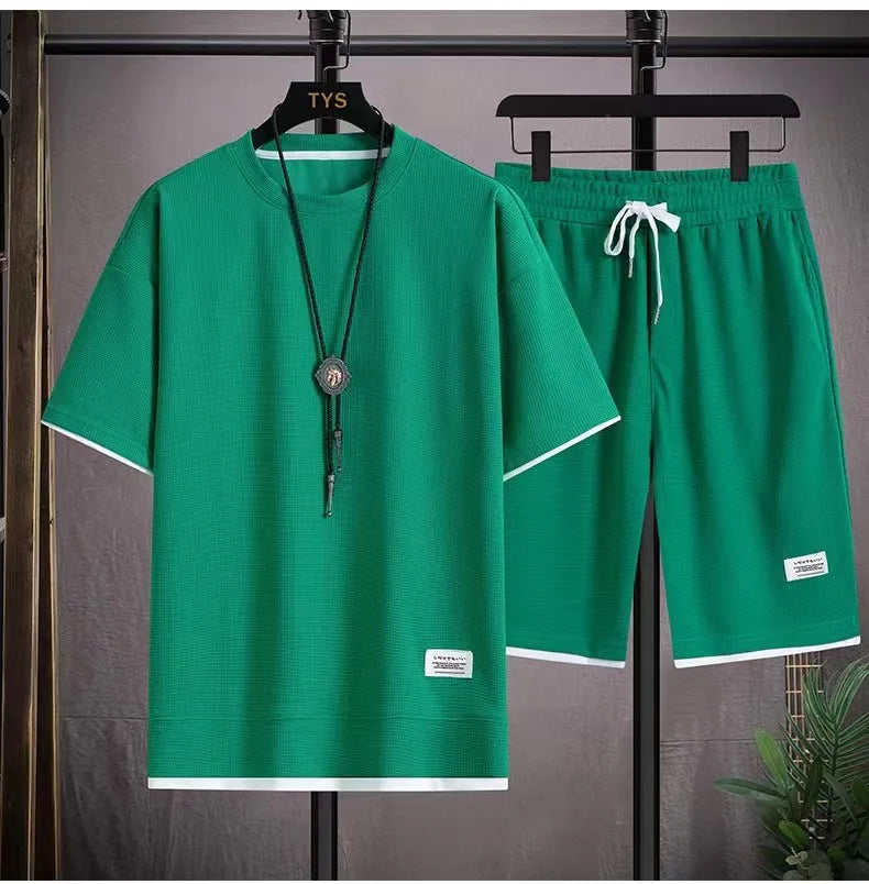 Men's quick-dry summer running set by THRIXINE, featuring lightweight breathable fabric and athletic design for active wear.