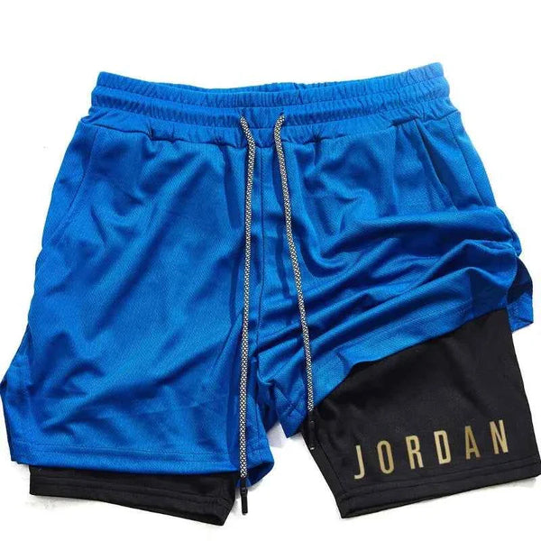 Men's double-layer running training shorts by THRIXINE, featuring lightweight fabric and adjustable waistband for active sports.