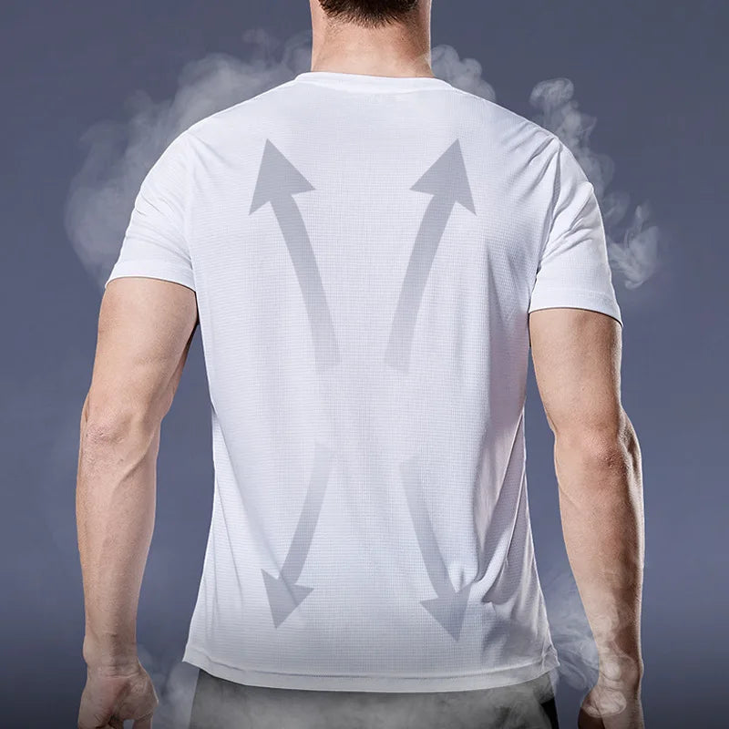 Men's MANDOTOS running shirt featuring quick-dry fabric, compression fit, and sporty design for jogging, fitness, and gym workouts.