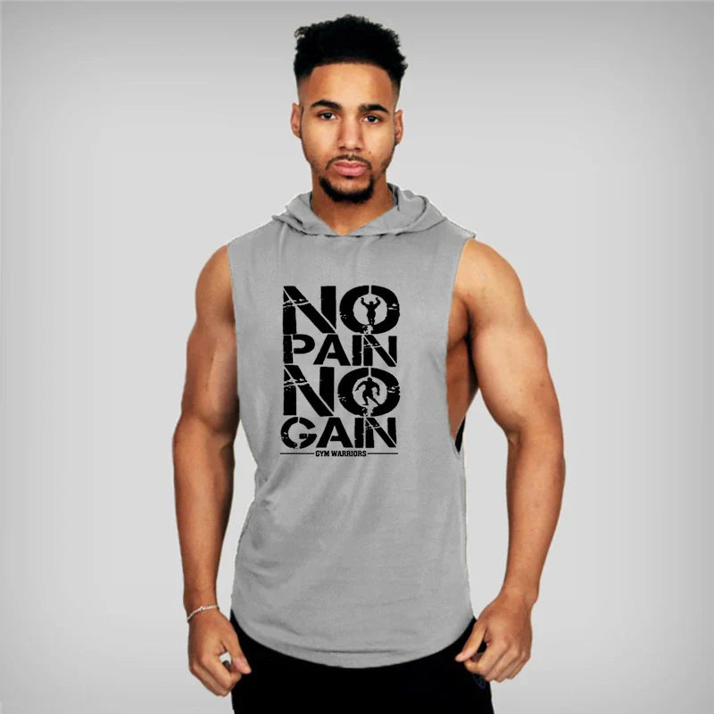 Men's sleeveless hooded gym tank top by THRIXINE, featuring a sleeveless design and hood, ideal for workout and active wear.