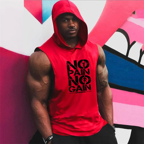 Men's sleeveless hooded gym tank top by THRIXINE, featuring a sporty sleeveless design with a hood, ideal for workout wear.
