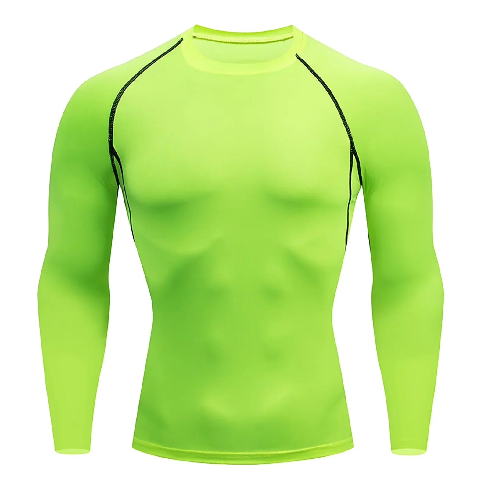 Men's black compression long sleeve gym shirt by THRIXINE, fitted athletic top with moisture-wicking fabric for workouts.