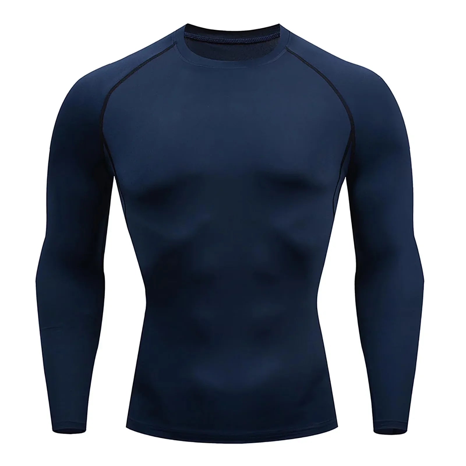 Men's compression long sleeve gym shirt by THRIXINE, form-fitting athletic top with moisture-wicking fabric for workout performance.
