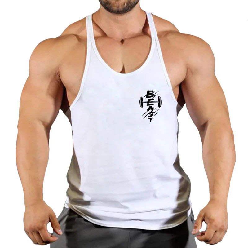 Men's THRIXINE muscle gym tank top, sleeveless running vest with athletic fit, ideal for workout and training sessions.