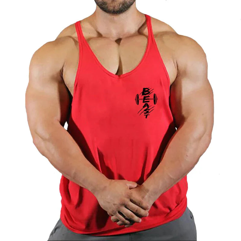 Men's THRIXINE muscle gym tank top for running, sleeveless athletic vest with breathable fabric, ideal for workout and training.