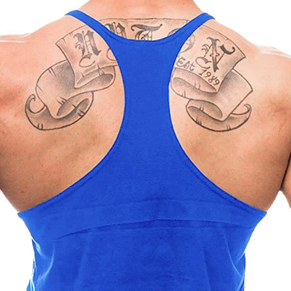 Men's THRIXINE gym muscle workout sleeveless tank top, lightweight athletic tank top for men, shown in black with a fitted cut.