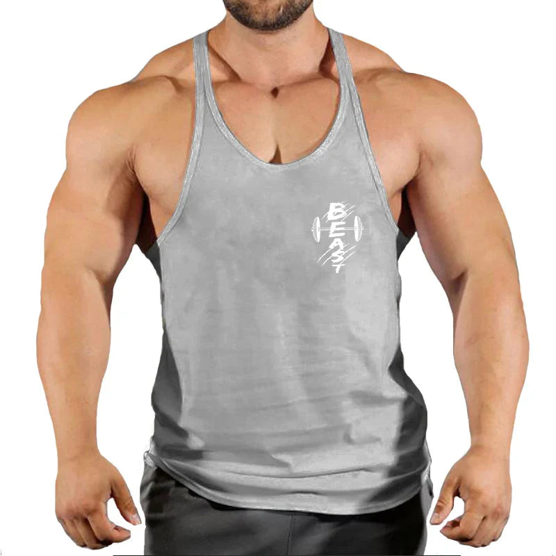 Men's muscle gym tank top by THRIXINE, designed for running and workouts, shown in black with sleeveless athletic fit