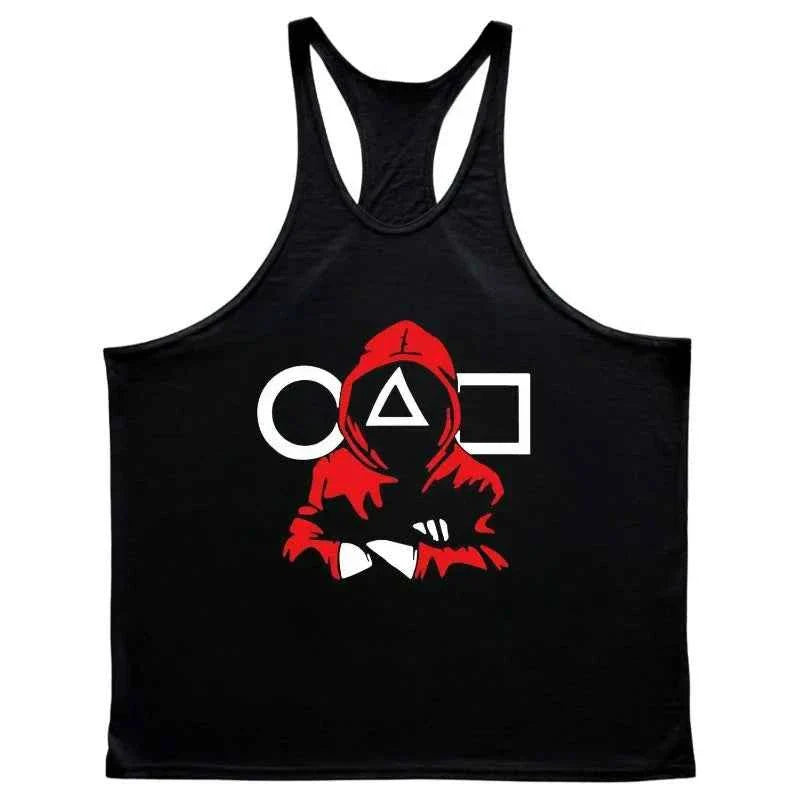 Men's cotton gym tank top sleeveless vest by THRIXINE, showing the lightweight, breathable fabric and classic sleeveless design.