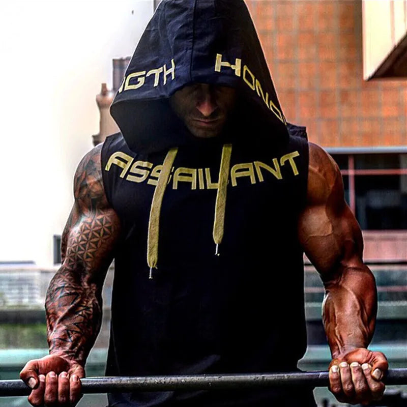 THRIXINE sleeveless hooded tank top in soft fabric, showcasing a casual sleeveless hoodie with a front pocket and relaxed fit.