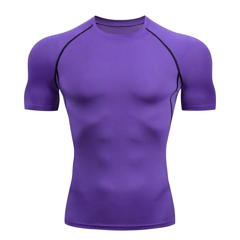 Men's black compression long sleeve gym shirt by THRIXINE, showing close-up of fitted athletic top with breathable fabric.