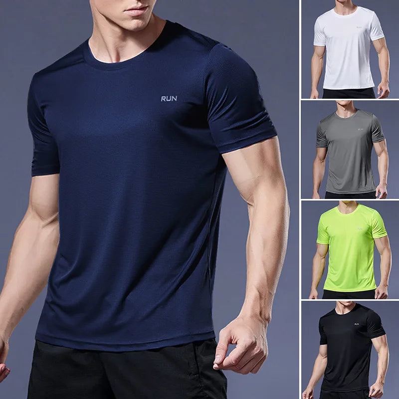 Men's MANDOTOS running shirt, quick-dry soccer jersey, compression sports T-shirt for jogging, fitness, and gym workouts.