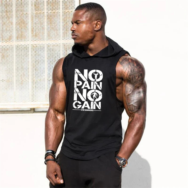 Men's sleeveless hooded gym tank top by THRIXINE, featuring a lightweight sleeveless design with a hood for active fitness wear.