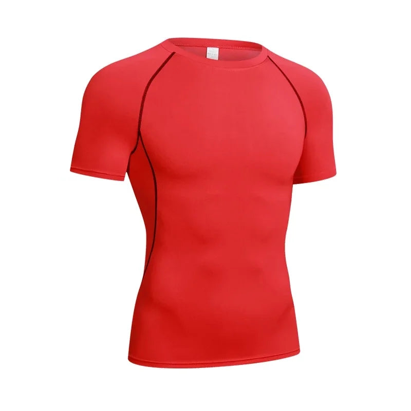 Men's compression long sleeve gym shirt by THRIXINE, shown on a model, designed for athletic performance and workout comfort.