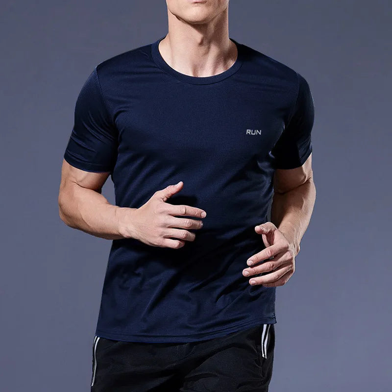 Mandotos men's running shirt with quick-dry, compression fit, and sporty design, ideal for jogging, fitness, and gym workouts.