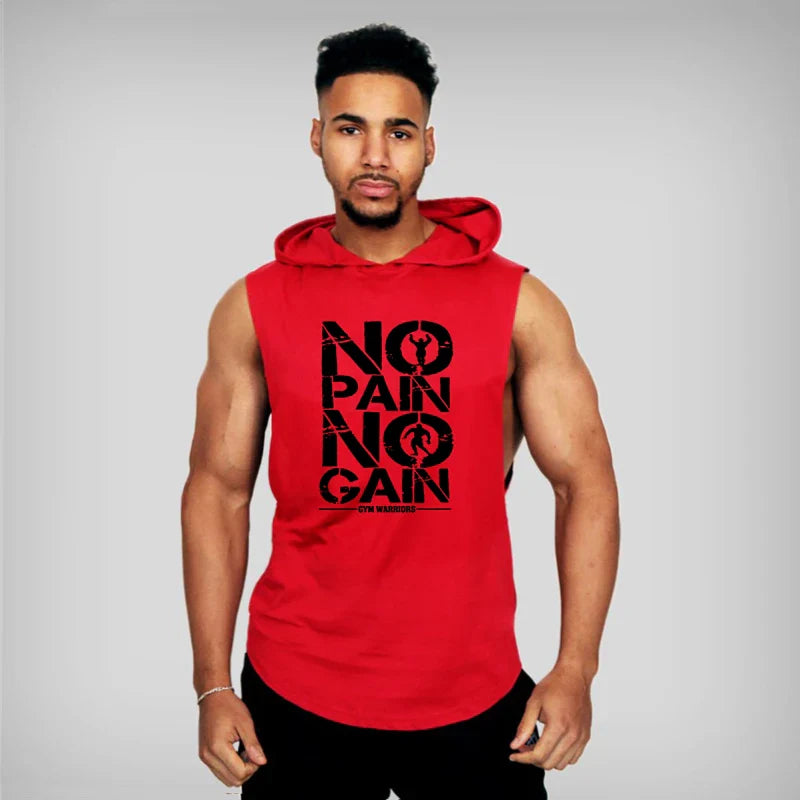 Men's sleeveless hoodie gym tank top by THRIXINE, featuring a casual sleeveless design with a hood for active wear.