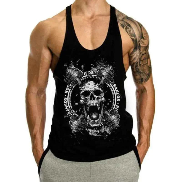 Men's cotton gym tank top by THRIXINE, sleeveless vest with a fitted design, ideal for workouts and active wear.