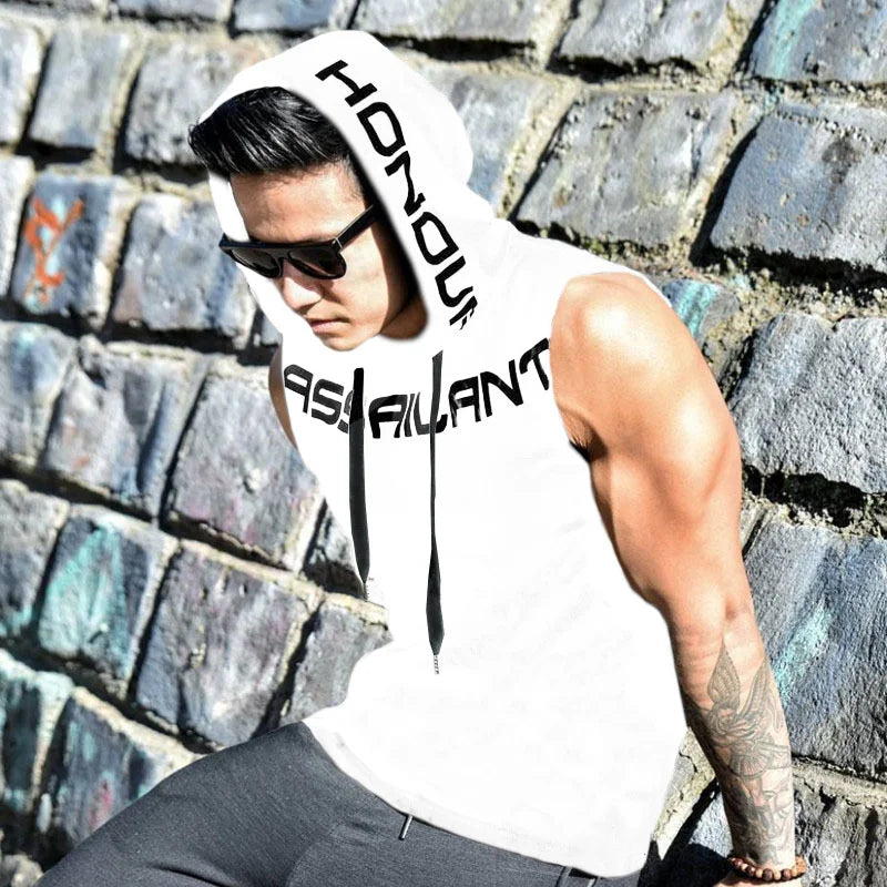 THRIXINE sleeveless hooded tank top, casual sleeveless hoodie with a front pocket, black color, lightweight and comfortable.